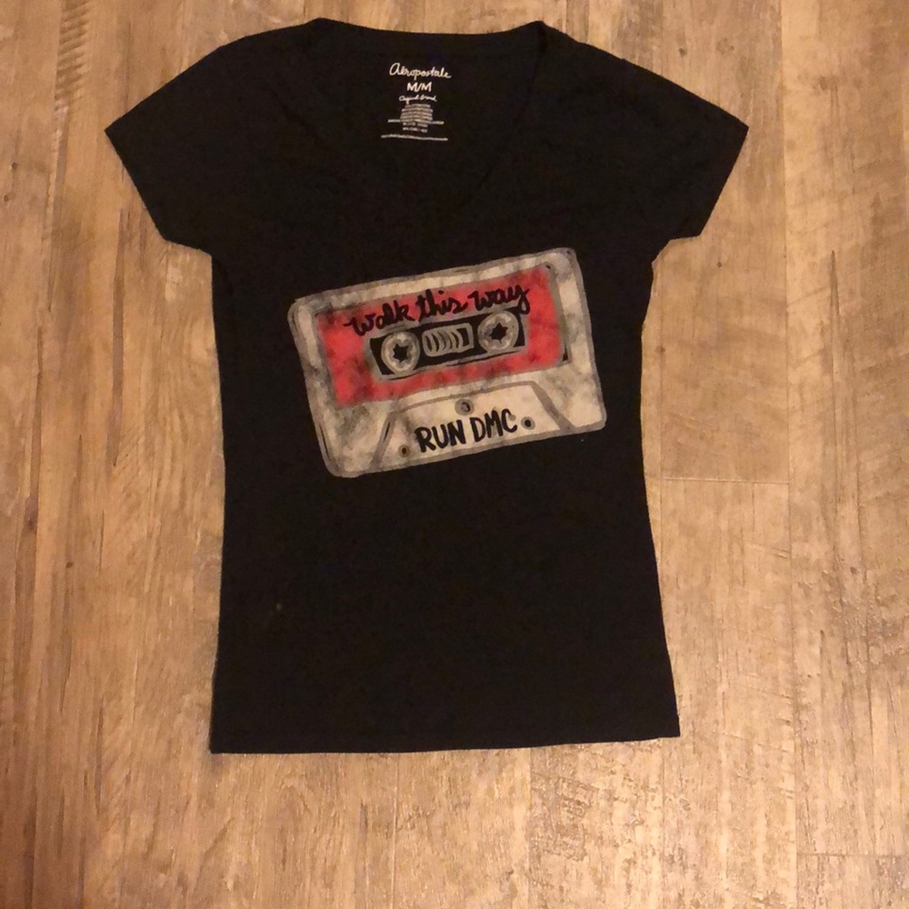 Black Aeropastle V-Neck Music Graphic Tee